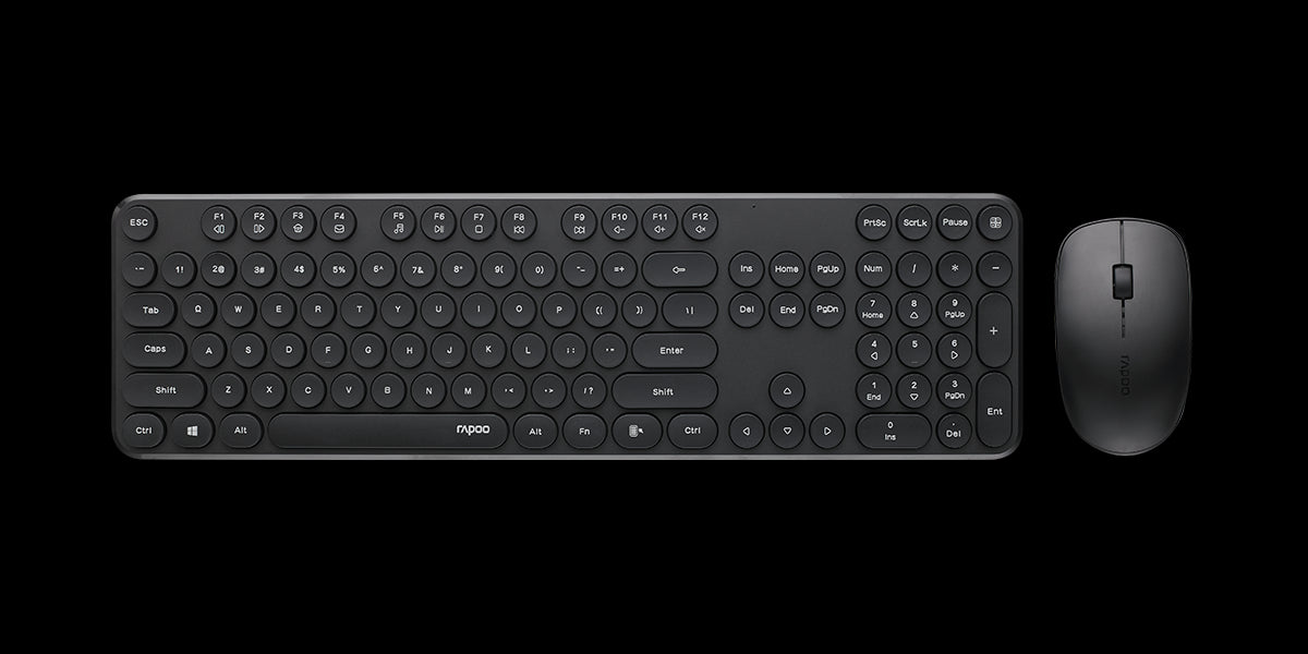 RAPOO 9500M Bluetooth & 2.4G Wireless Keyboard Mouse Combo Black- Multi-Device connection - Adjustable1600DPI 4.5mm Ultra-Slim. 12 Months Battery Life