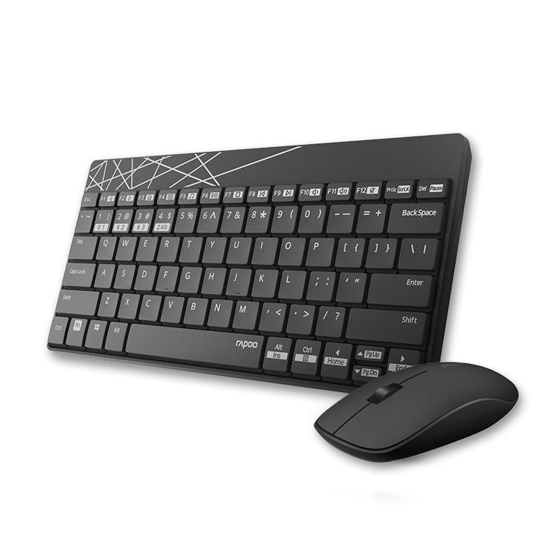 RAPOO X1800S 2.4GHz Wireless Optical Keyboard Mouse Combo Black - 1000DPI Nano Receiver 12m Battery (Black)